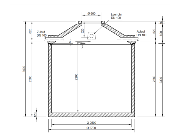 Zeichnung Betonzisterne 11.000 Liter