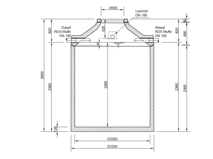 Zeichnung Betonzisterne 7000 Liter