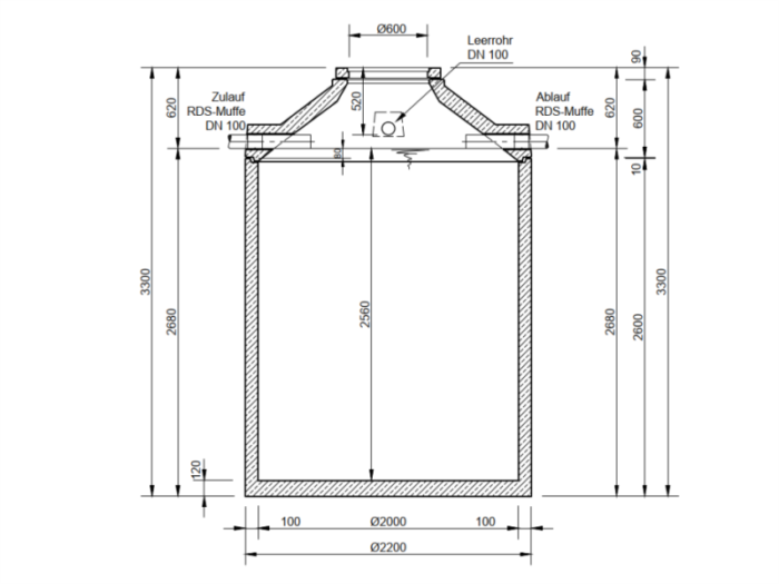 Zeichnung Betonzisterne 8000 Liter