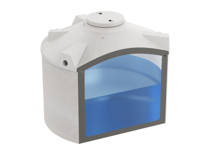 Betonzisterne in der Seitenansicht