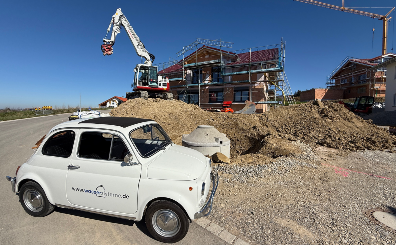 Positionierung einer Betonzisterne